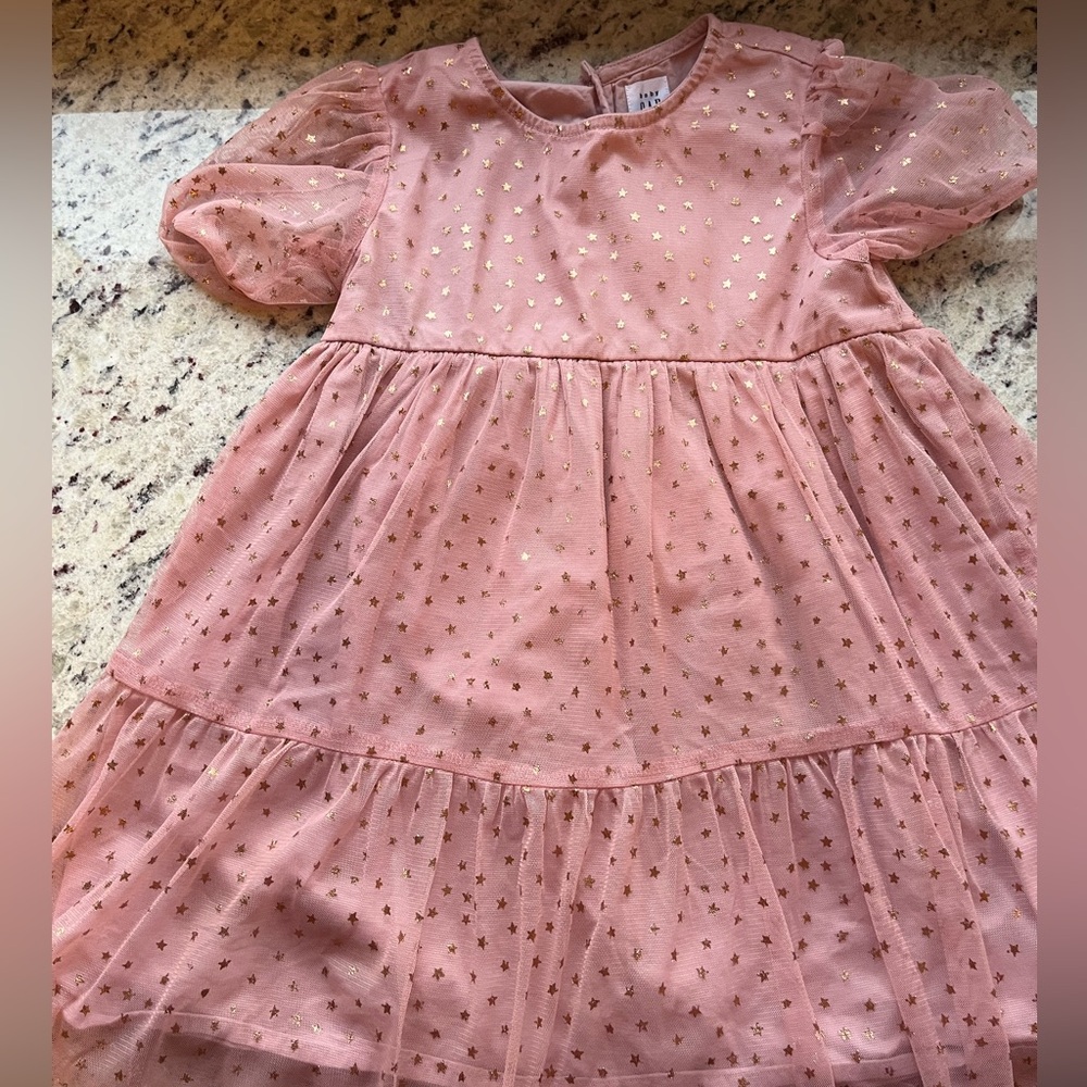 Girls Baby GAP dress lot sizes 4 & 5 Pink w gold stars and white w navy stripes - Picture 2 of 7
